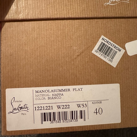 Manolasummer Christian Louboutin White Nappa Leather Flats sandals size 40 - Picture 2 of 11